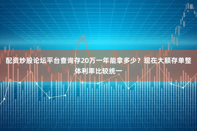 配资炒股论坛平台查询存20万一年能拿多少？现在大额存单整体利率比较统一